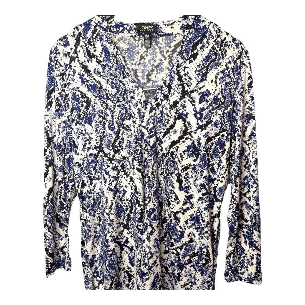 Jones New York Signature Women's Size Small Snake Skin Print Blouse Casual Top